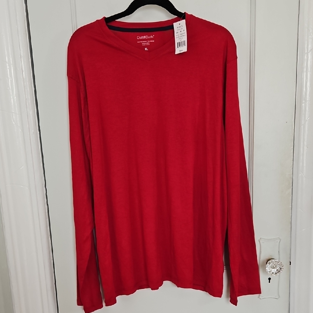 NWT Men's Red Long Sleeve Pajama Shirt- XL